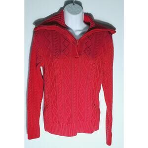 Pria Womens Red Cableknit Sweater Size Small
Fisherman Cottagecore Holidays Boho